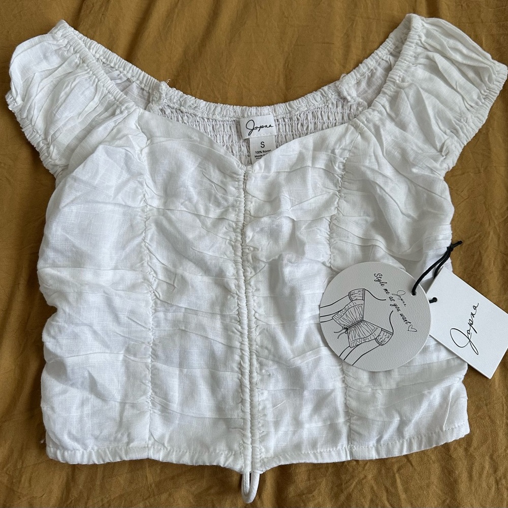 White Ruched Top by Jopra